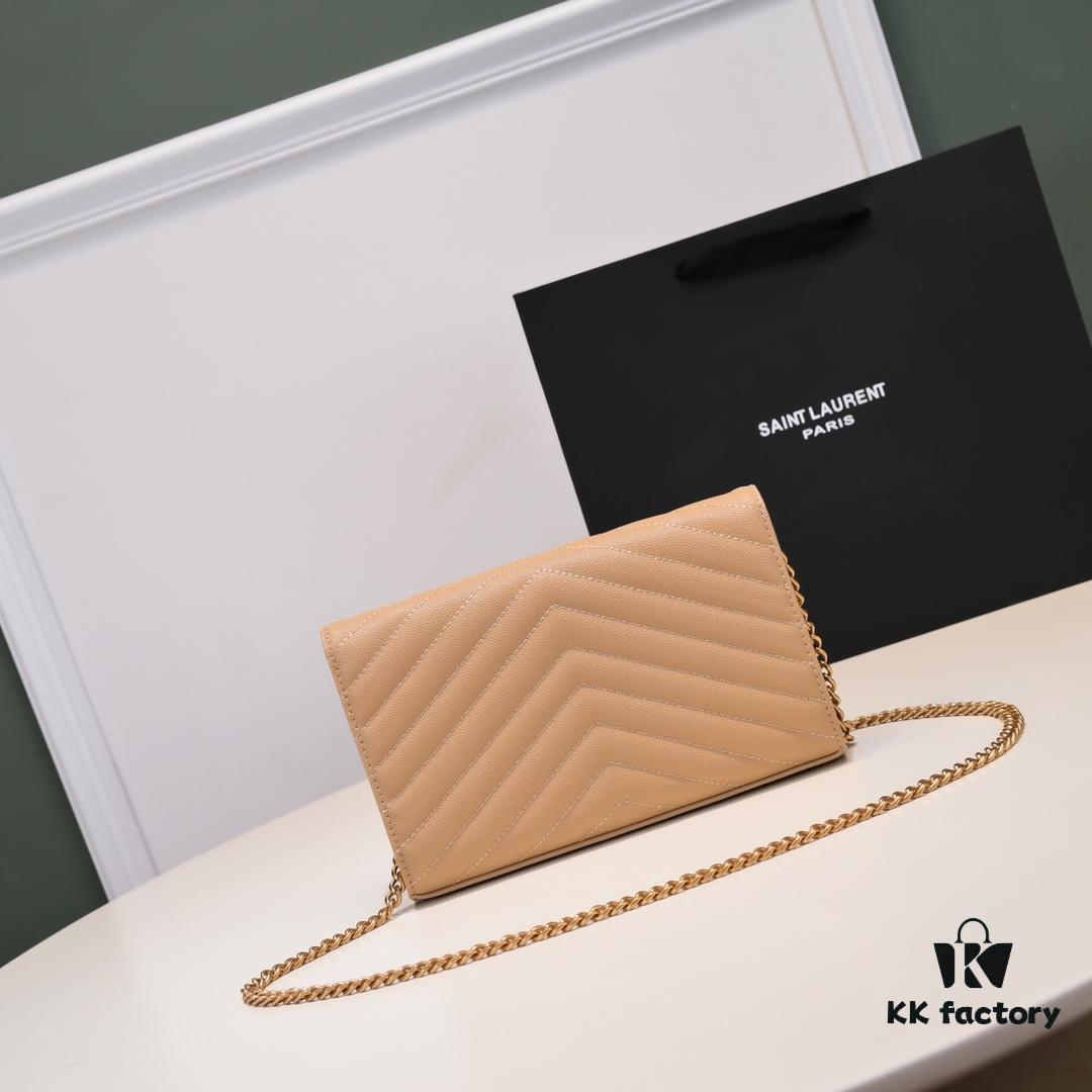 SAINT LAURENT YSL Monogram Matelassé Leather Flap Wallet with Detachable Chain