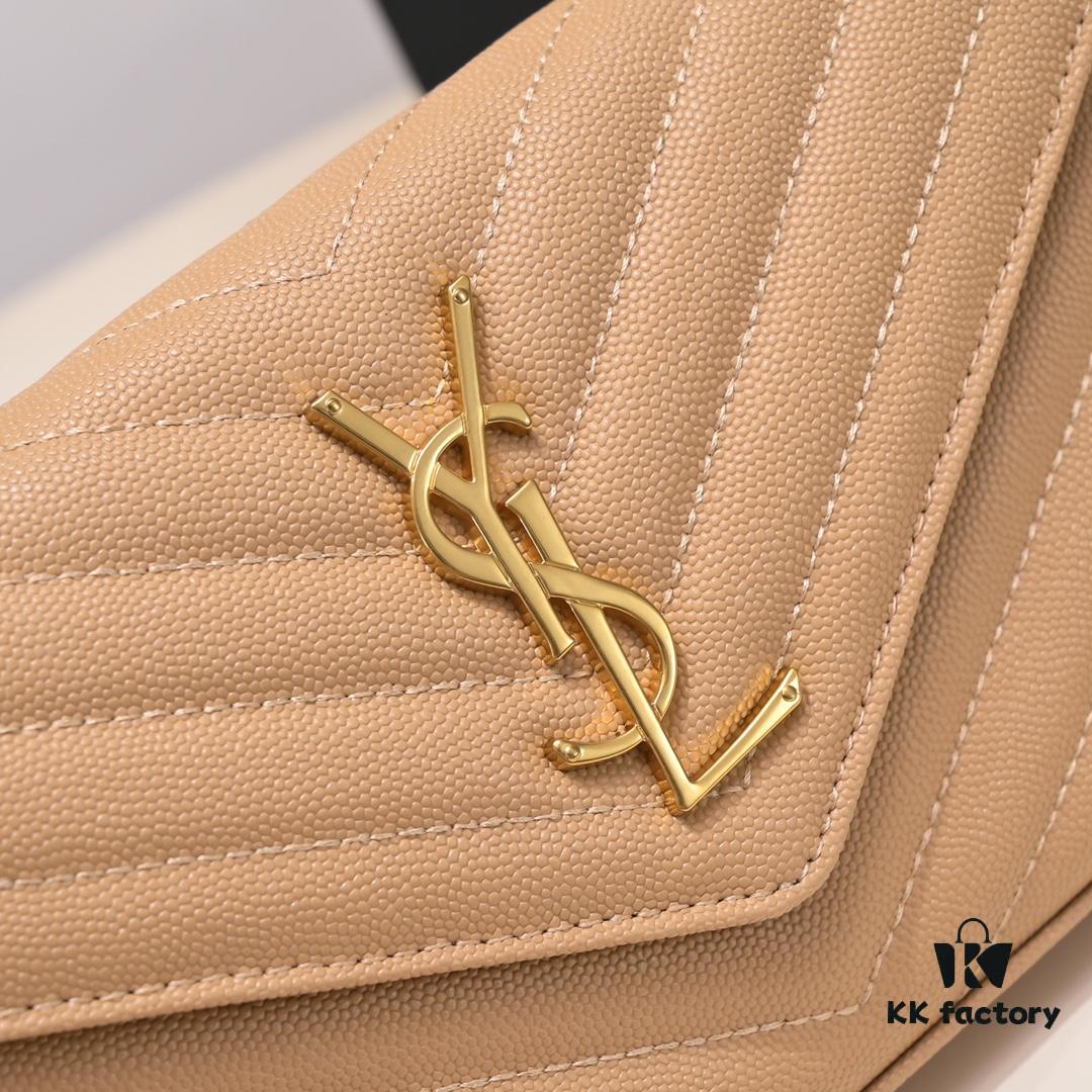 SAINT LAURENT YSL Monogram Matelassé Leather Flap Wallet with Detachable Chain