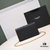 6930cc6e6e68136f4d9b04d8 Gold Chain Ball Pattern! Classic Best-Selling SAINT LAURENT Front Flip Leather Wallet with Detachable Metal Chain, Interlocking YSL Logo, Jacquard Stitched Embossing