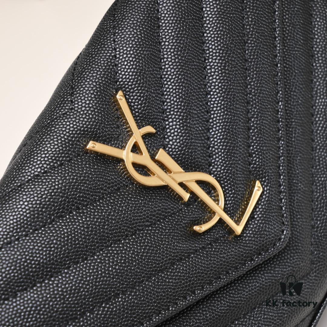 6930cc706e68136f4d9b04dd Gold Chain Ball Pattern! Classic Best-Selling SAINT LAURENT Front Flip Leather Wallet with Detachable Metal Chain, Interlocking YSL Logo, Jacquard Stitched Embossing