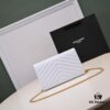6930cc716e68136f4d9b04e1 Gold Chain Ball Pattern! Classic Best-Selling SAINT LAURENT Front Flip Leather Wallet with Detachable Metal Chain, Interlocking YSL Logo, Jacquard Quilted Stitching