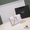 6930cc726e68136f4d9b04e2 Gold Chain Ball Pattern! Classic Best-Selling SAINT LAURENT Front Flip Leather Wallet with Detachable Metal Chain, Interlocking YSL Logo, Jacquard Quilted Stitching