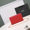 Gold Chain Ball Pattern! Classic Best-Selling SAINT LAURENT Front Flip Leather Wallet with Detachable Metal Chain, Interlocking YSL Logo, Jacquard Embossed Stitching