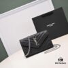 6930cc796e68136f4d9b04ef Silver Chain Ball Pattern! Classic Best-Selling SAINT LAURENT Front Flip Leather Wallet with Detachable Metal Chain, Interlocking YSL Logo, Jacquard Embossed Stitching