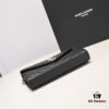 6930cc7a6e68136f4d9b04f3 Silver Chain Ball Pattern! Classic Best-Selling SAINT LAURENT Front Flip Leather Wallet with Detachable Metal Chain, Interlocking YSL Logo, Jacquard Embossed Stitching