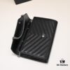 6930cc7e6e68136f4d9b04f9 Silver Chain Ball Pattern! Classic Best-Selling SAINT LAURENT Front Flip Leather Wallet with Detachable Metal Chain, Interlocking YSL Logo, Jacquard Embossed Stitching