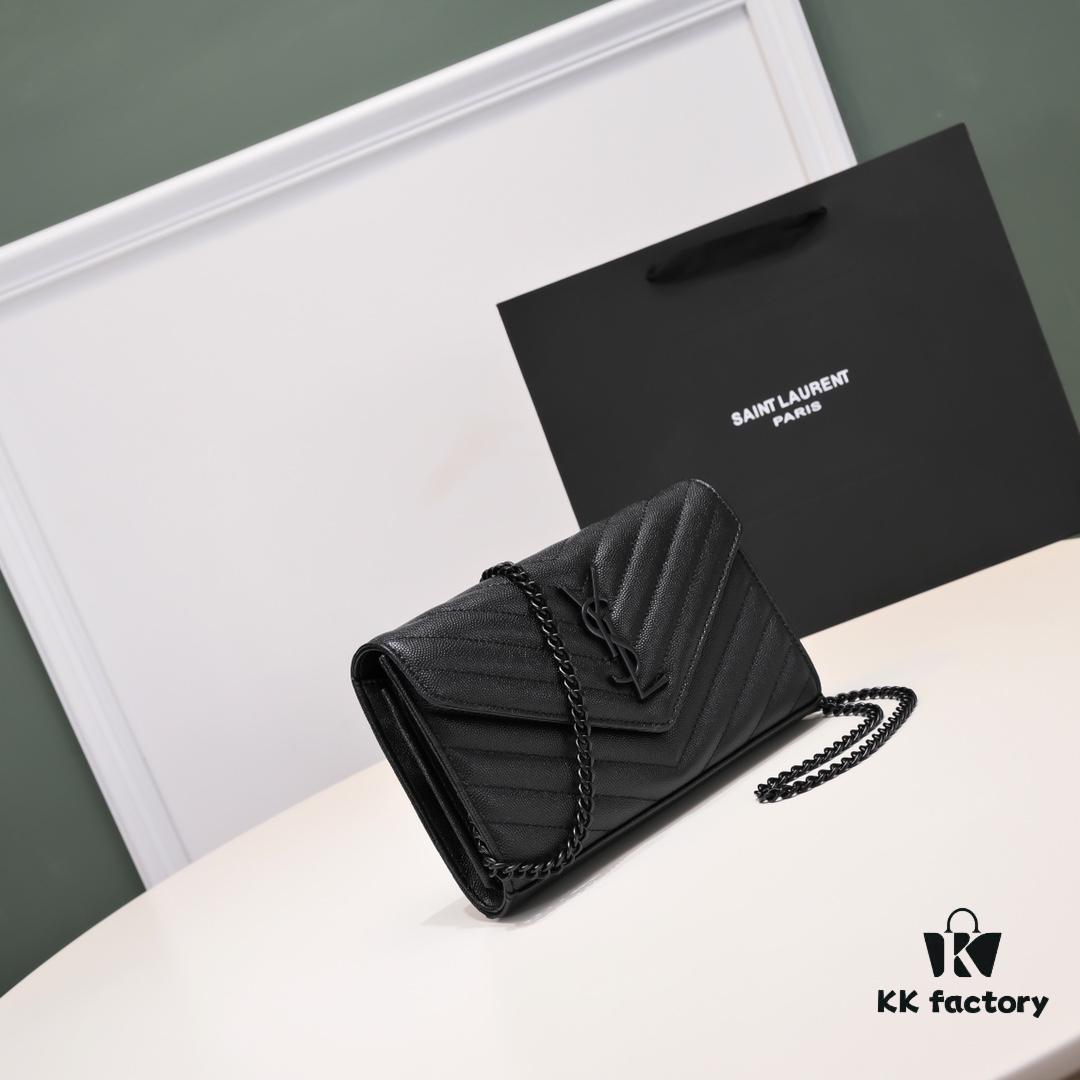 6930cc7e6e68136f4d9b04fb Black Quilted SAINT LAURENT Flap Wallet with Detachable Chain