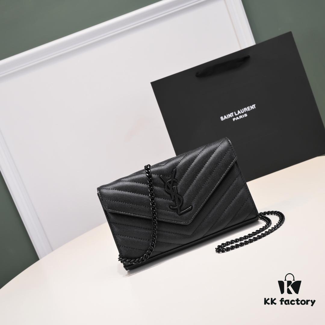 6930cc7e6e68136f4d9b04fc Black Quilted SAINT LAURENT Flap Wallet with Detachable Chain