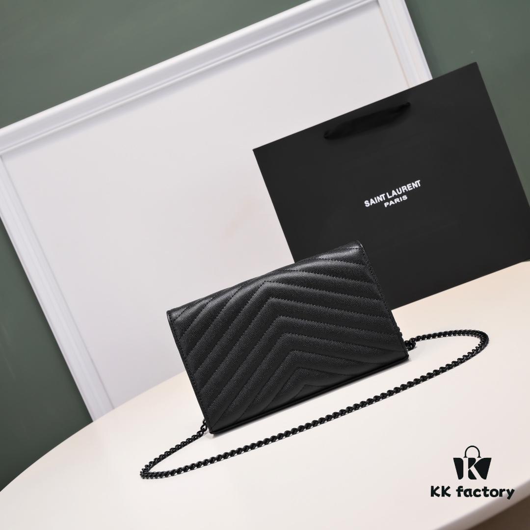 6930cc7f6e68136f4d9b04fe Black Quilted SAINT LAURENT Flap Wallet with Detachable Chain