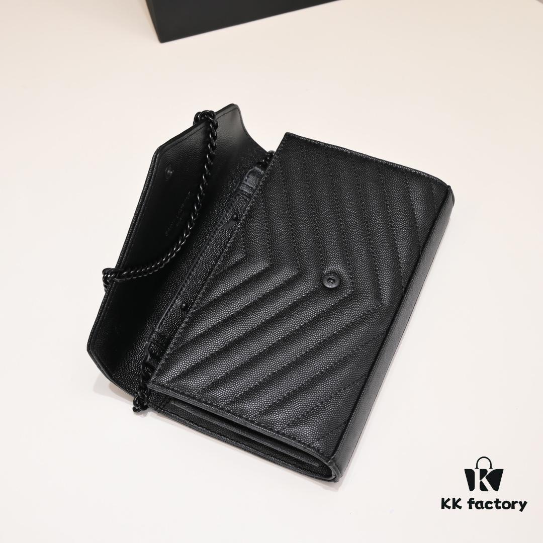 6930cc7f6e68136f4d9b04ff Black Quilted SAINT LAURENT Flap Wallet with Detachable Chain
