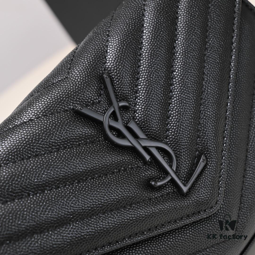 6930cc806e68136f4d9b0500 Black Quilted SAINT LAURENT Flap Wallet with Detachable Chain