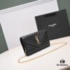 6930cc836e68136f4d9b0506 Golden Chain Lambskin! Classic Best-Selling SAINT LAURENT Front Flip Wallet with Detachable Metal Chain, Interlocking YSL Logo, Jacquard Embossed Stitching Decoration