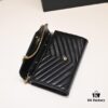 6930cc846e68136f4d9b0508 Golden Chain Lambskin! Classic Best-Selling SAINT LAURENT Front Flip Wallet with Detachable Metal Chain, Interlocking YSL Logo, Jacquard Embossed Stitching Decoration