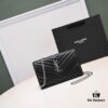 6930cc856e68136f4d9b050d Silver Chain Lambskin! Classic Best-Selling SAINT LAURENT Front Flap Wallet with Detachable Metal Chain, Interlocking YSL Logo, Jacquard Stitched Embellishment