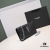 6930cc876e68136f4d9b050e Silver Chain Lambskin! Classic Best-Selling SAINT LAURENT Front Flap Wallet with Detachable Metal Chain, Interlocking YSL Logo, Jacquard Stitched Embellishment