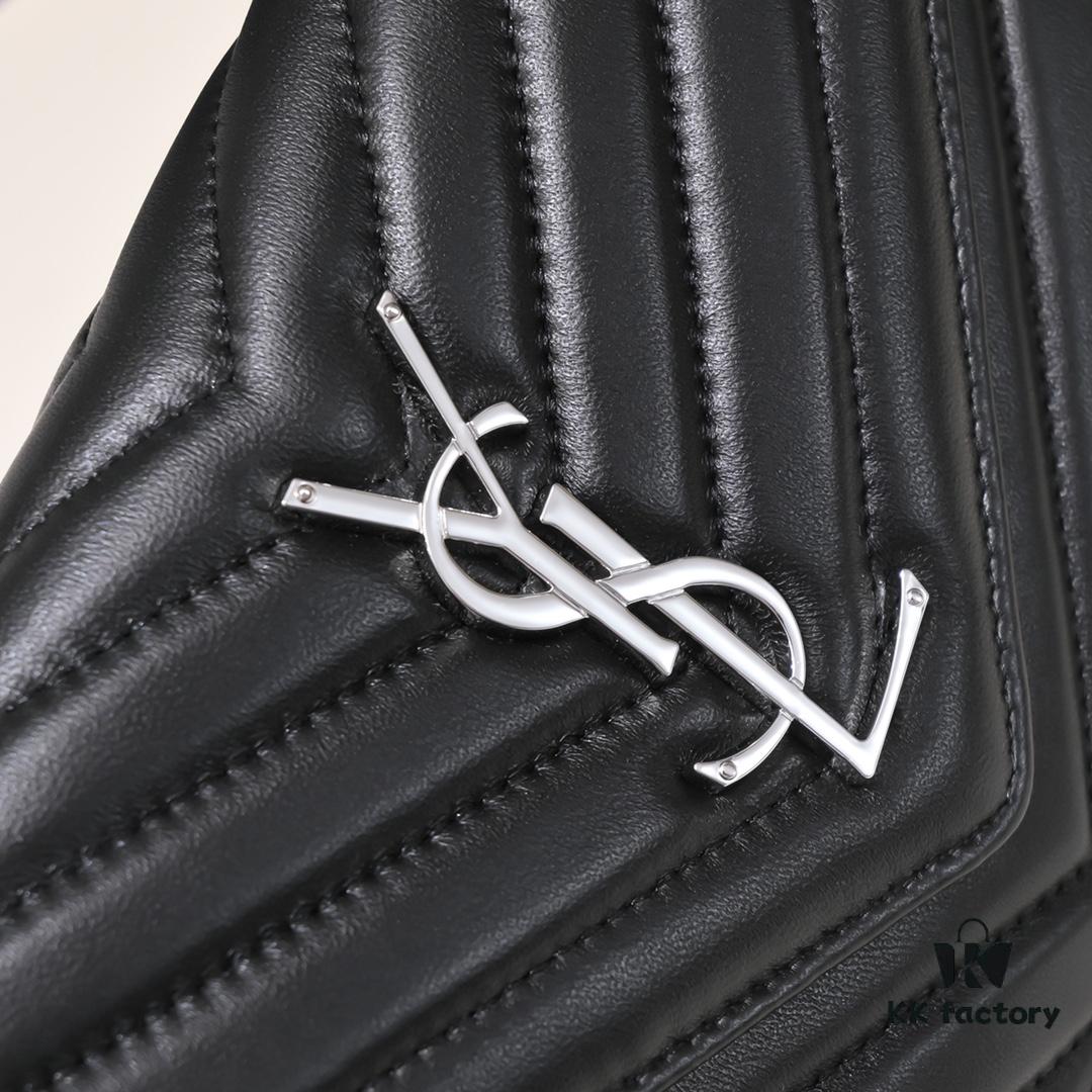 6930cc886e68136f4d9b0511 Silver Chain Lambskin! Classic Best-Selling SAINT LAURENT Front Flap Wallet with Detachable Metal Chain, Interlocking YSL Logo, Jacquard Stitched Embellishment