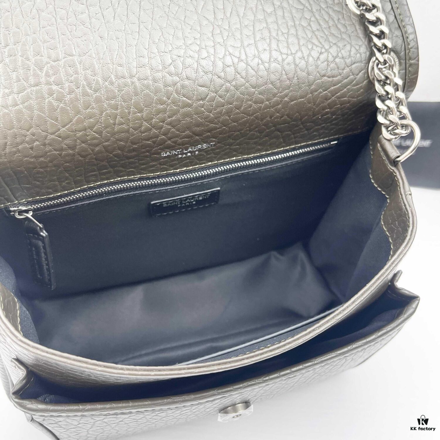 Large Soft Grained Leather Handbag with Classic YSL Logo