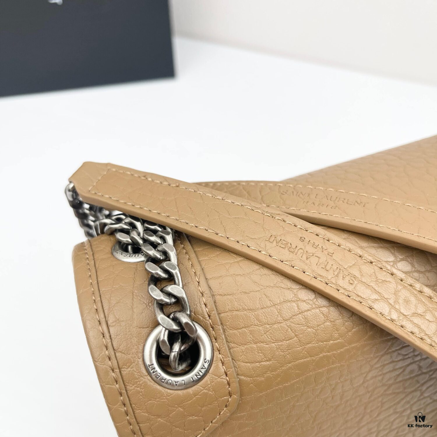 Large Soft Grained Leather Handbag with Classic YSL Logo