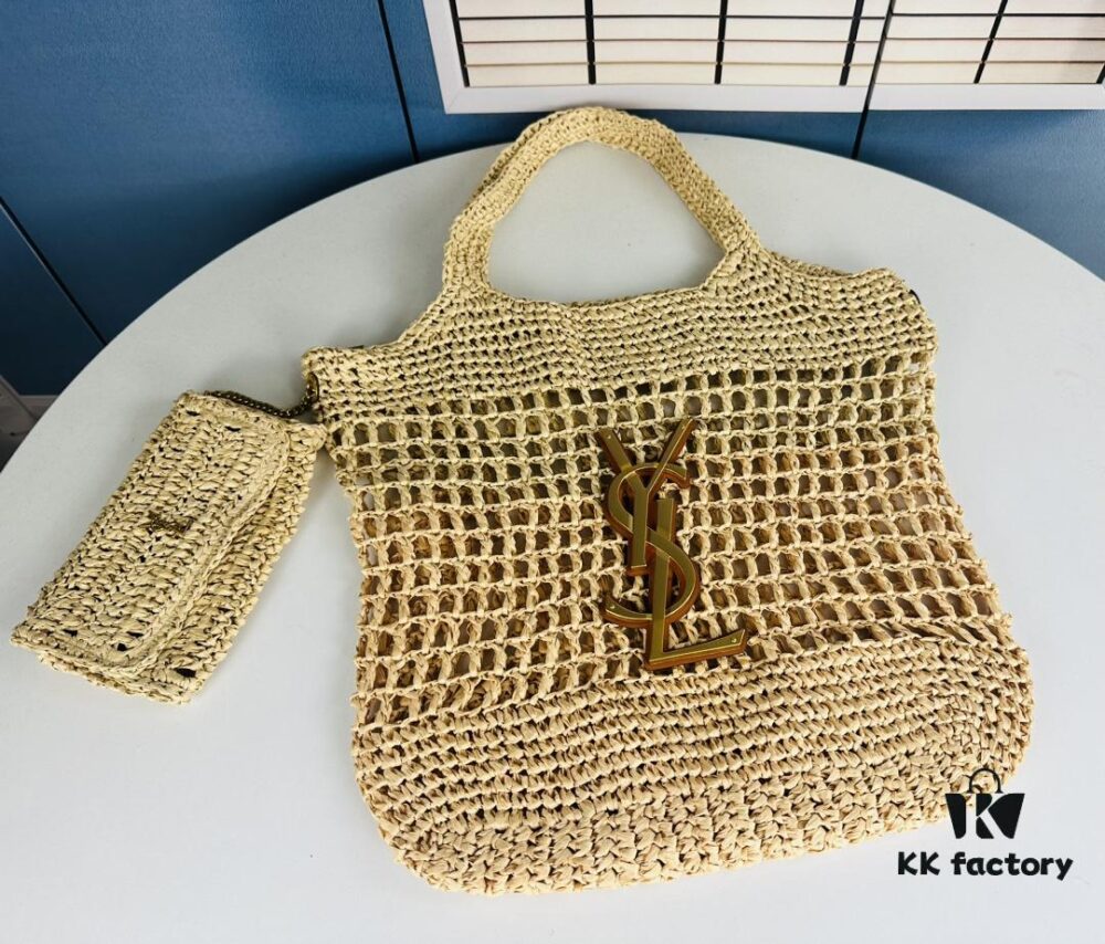 6930cd116e68136f4d9b05e6 New Arrival Small YSL Icare Raffia Bag with Mini Pouch