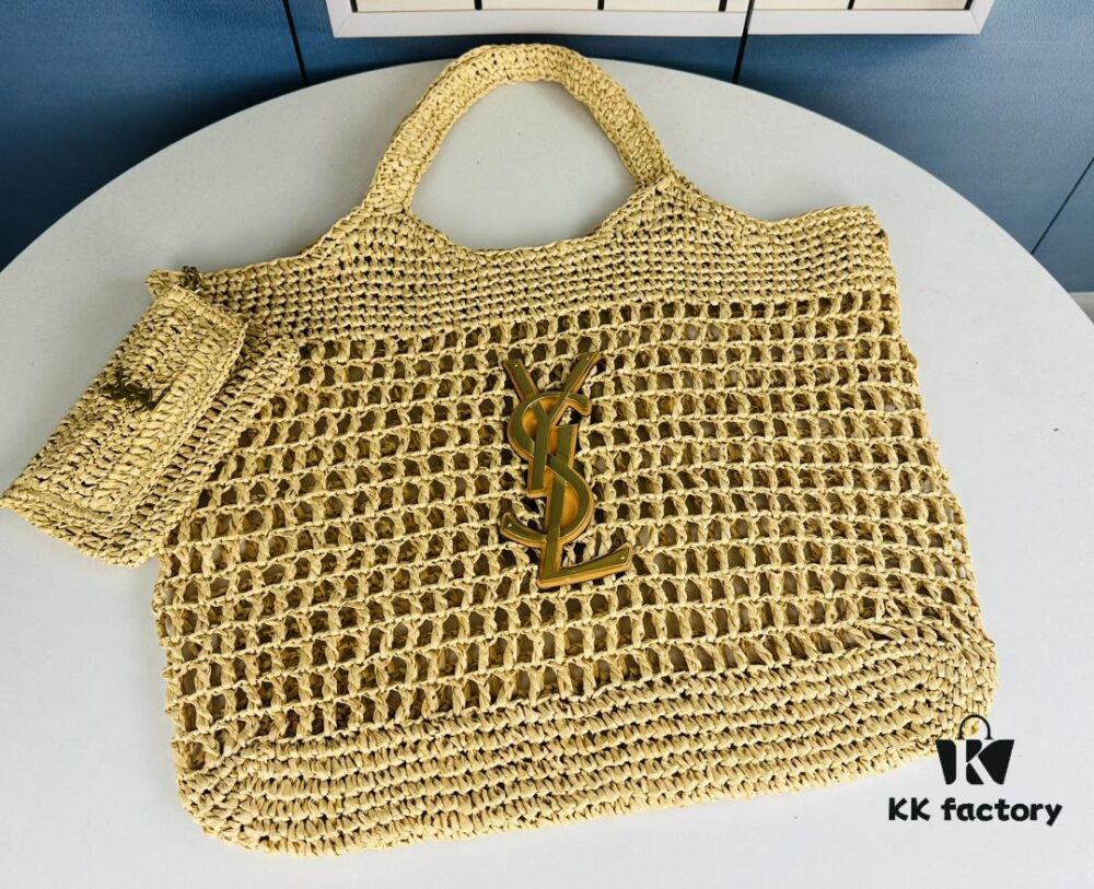 6930cd176e68136f4d9b05f0 New Large YSL Raffia ICARE Bag with Mini Compartment