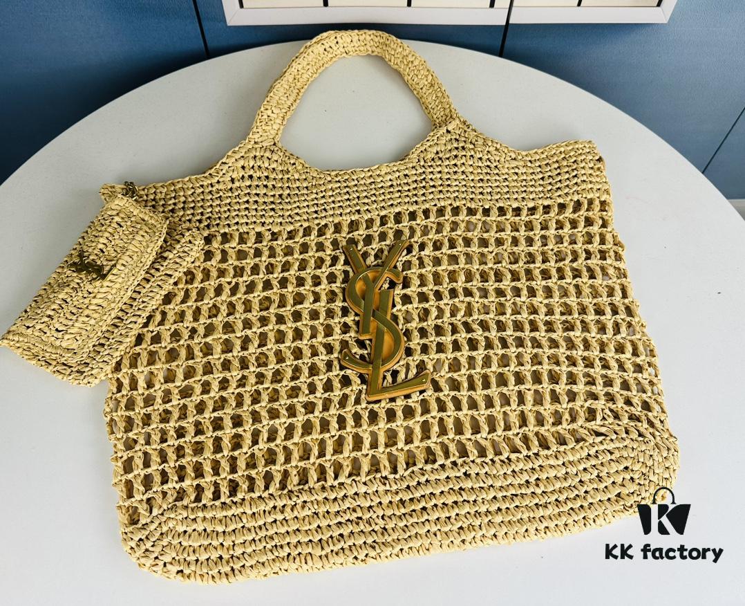 6930cd176e68136f4d9b05f0 New Large YSL Raffia ICARE Bag with Mini Compartment