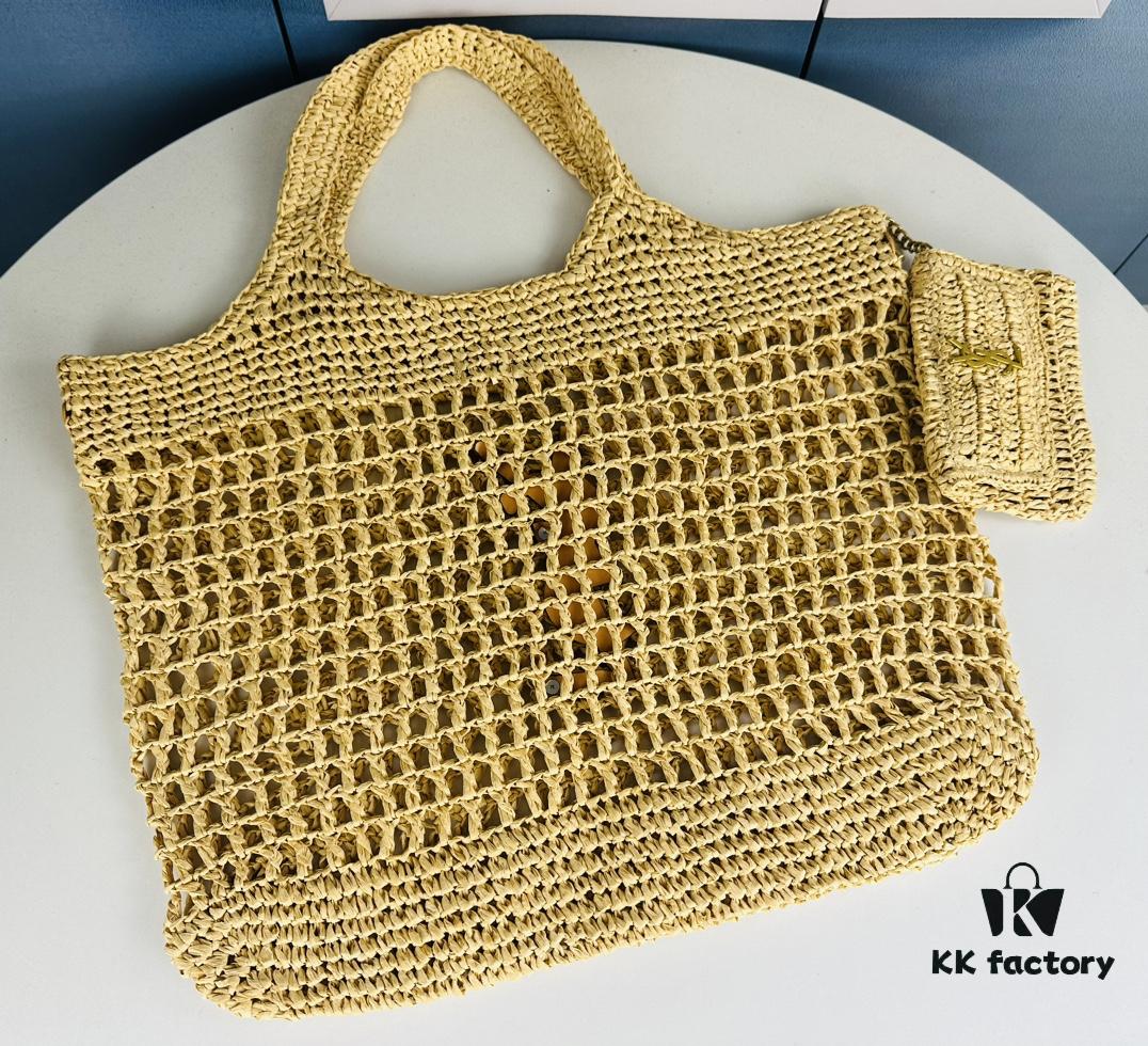 6930cd186e68136f4d9b05f2 New Large YSL Raffia ICARE Bag with Mini Compartment