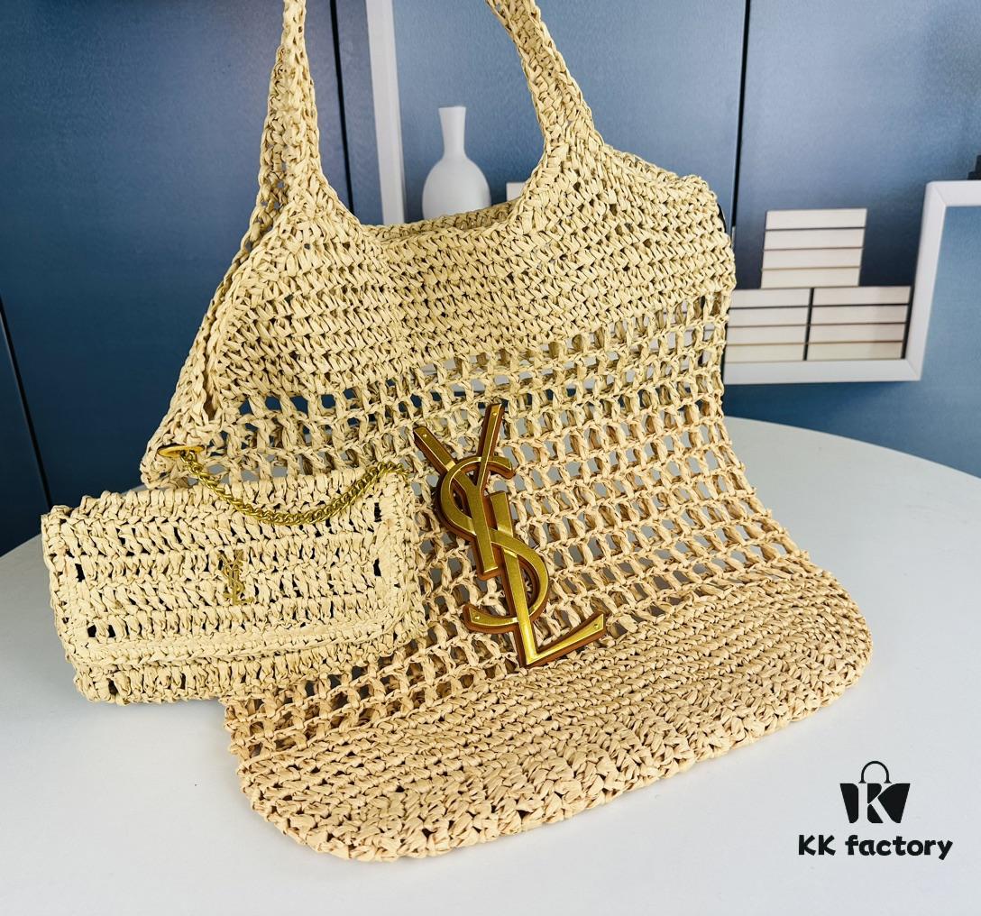 New Arrival Small YSL Icare Raffia Bag with Mini Pouch