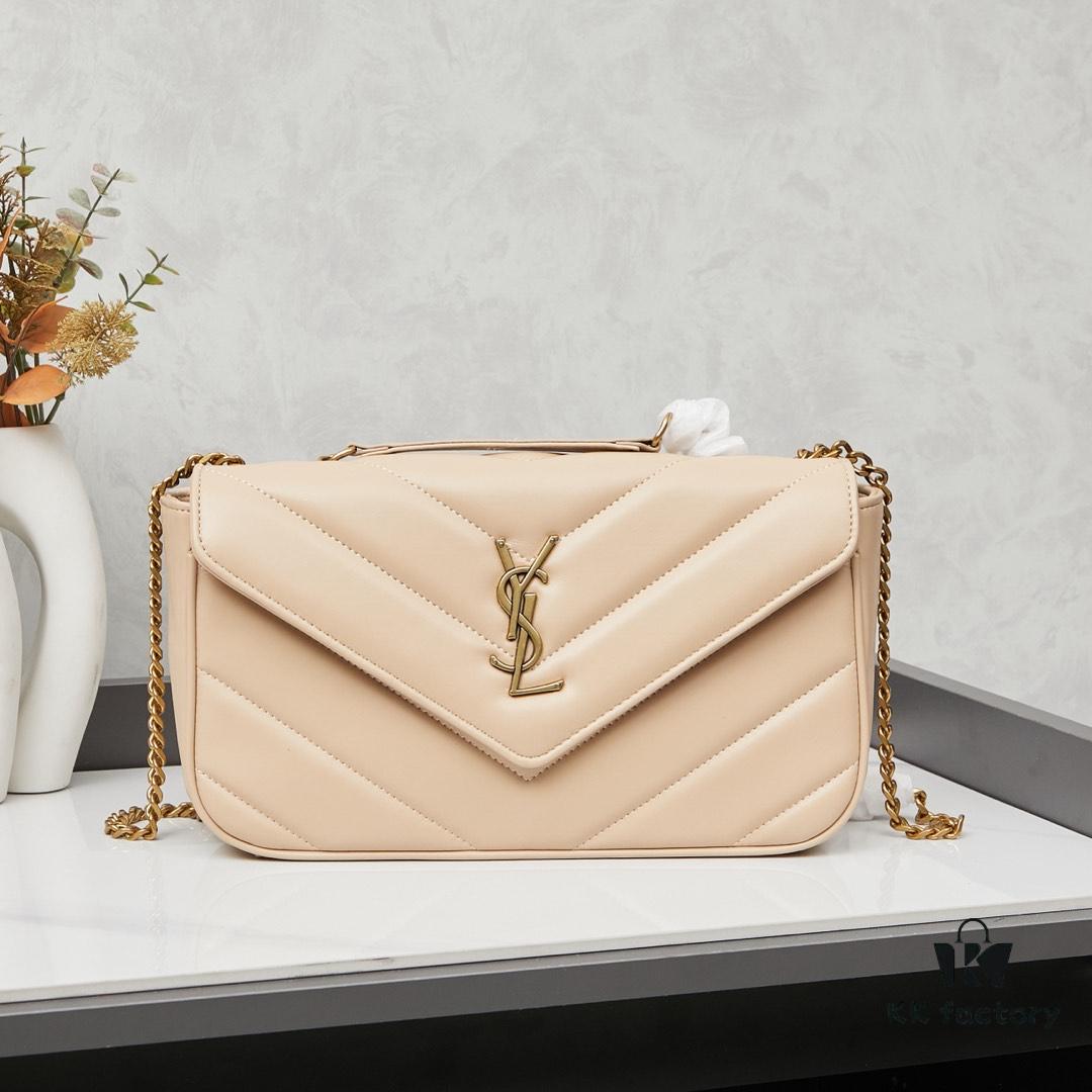 6930cd366e68136f4d9b062a New Large YSL Saint Laurent LouLou Box Bag - Shiny Coated Lambskin with Box and Cardholder