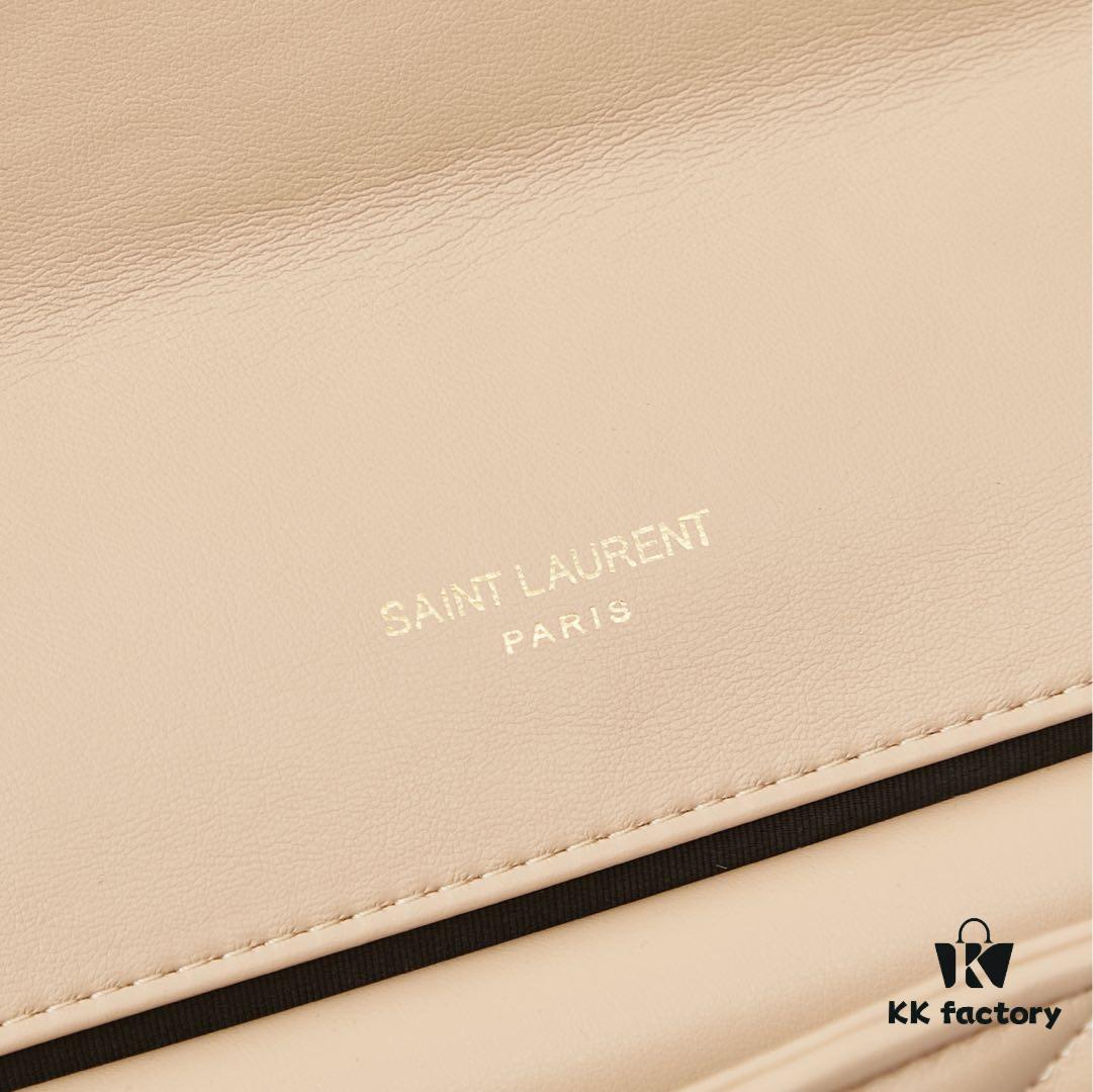 6930cd416e68136f4d9b063c New Large YSL Saint Laurent LouLou Box Bag - Shiny Coated Lambskin with Box and Cardholder