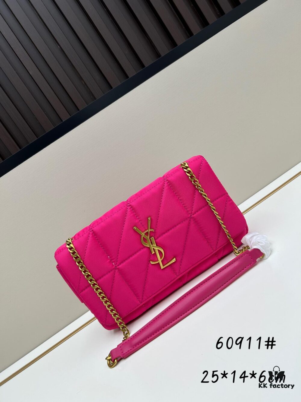 6930cd526e68136f4d9b0657 New YSL Saint Laurent JAMIE Chain Crossbody Bag in Dragon Fruit Color / Vintage Black with Box