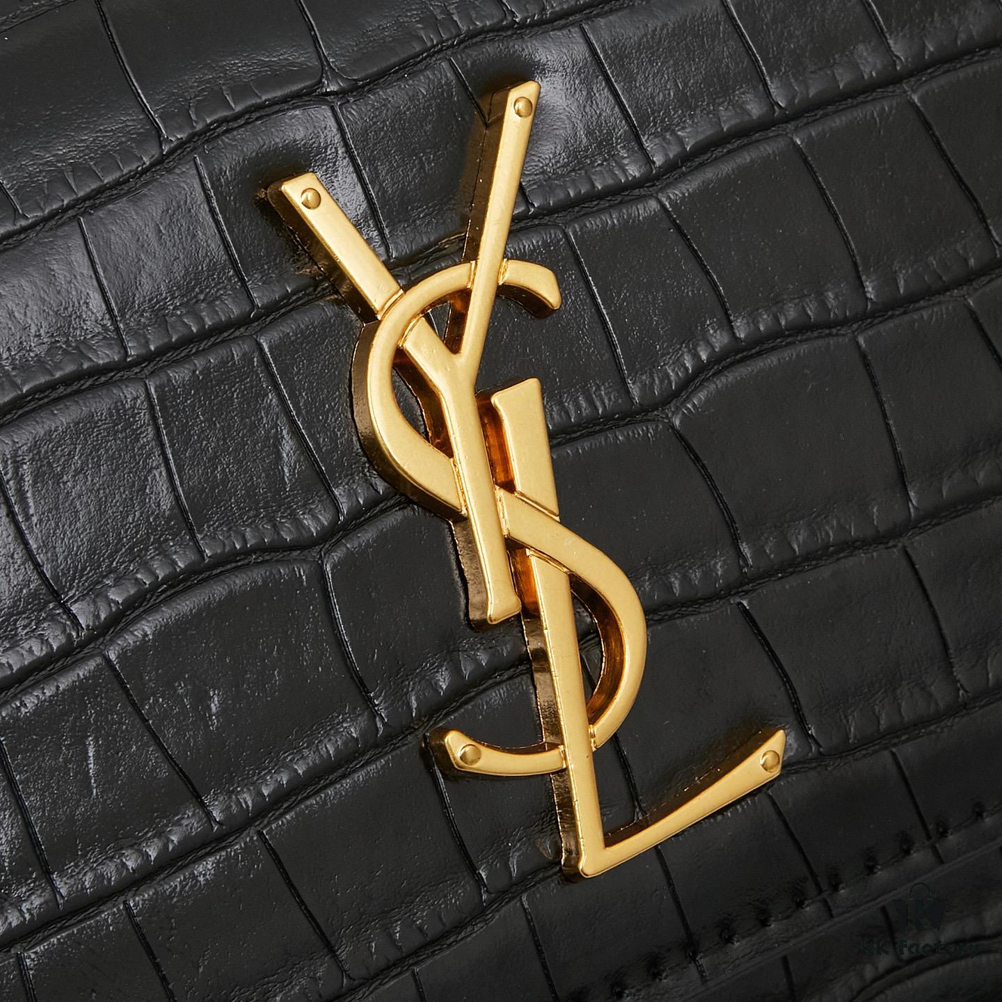 6930cd716e68136f4d9b0685 YSL Sunset Crocodile Embossed Shiny Leather Chain Handbag with Box