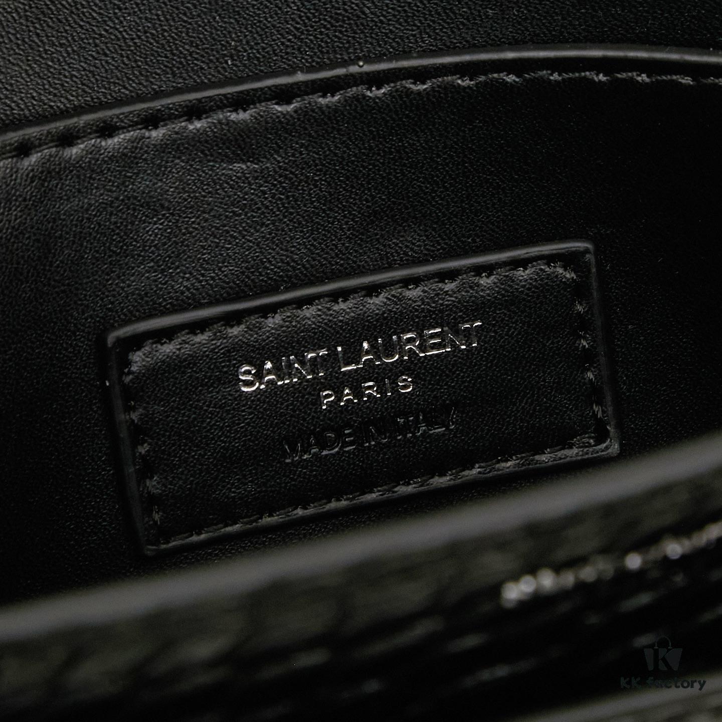 6930cd776e68136f4d9b068d Saint Laurent SUNSET Embossed Crocodile-Texture Shiny Leather Chain Handbag with Box