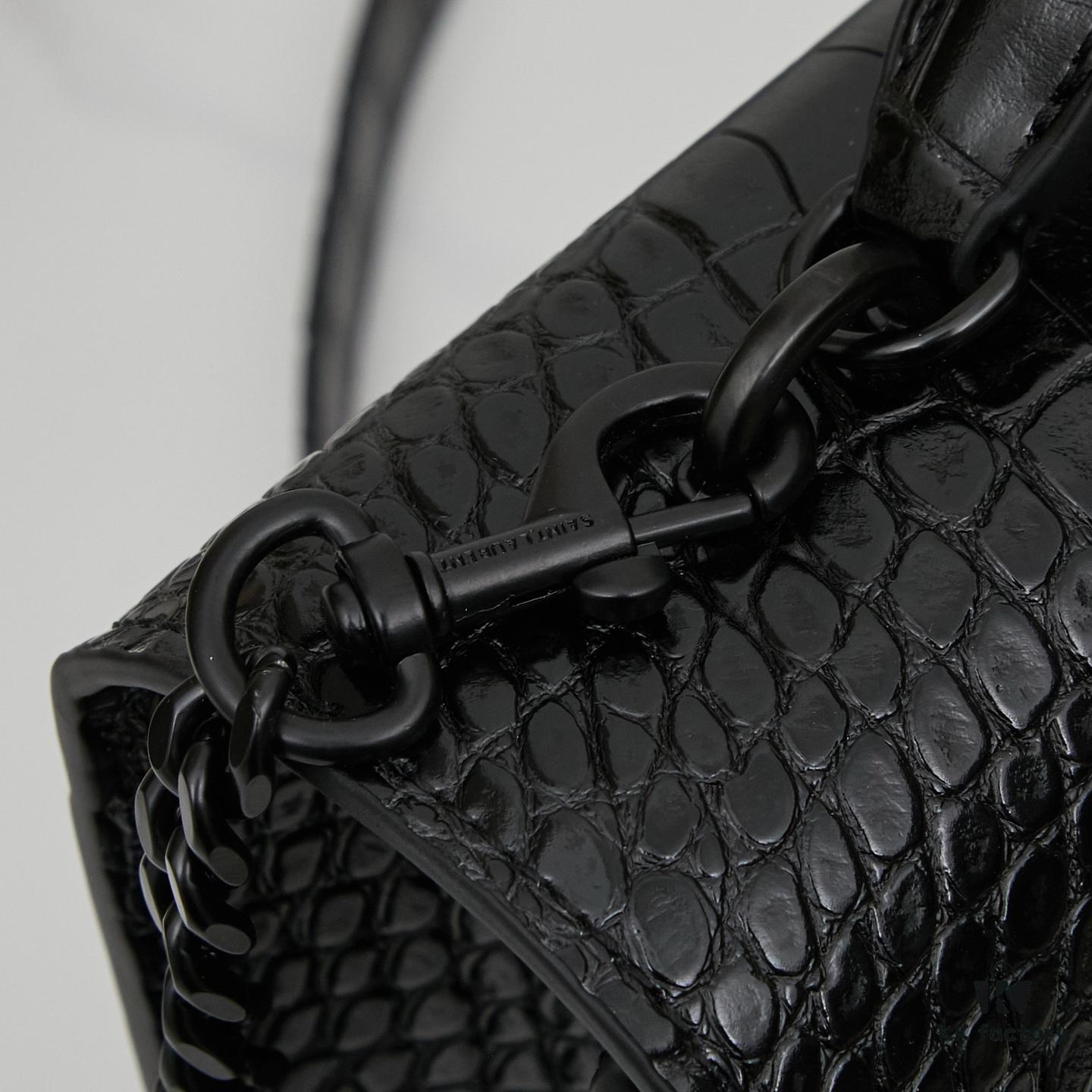 6930cd7c6e68136f4d9b0694 Saint Laurent SUNSET Embossed Crocodile-Texture Shiny Leather Chain Handbag with Box