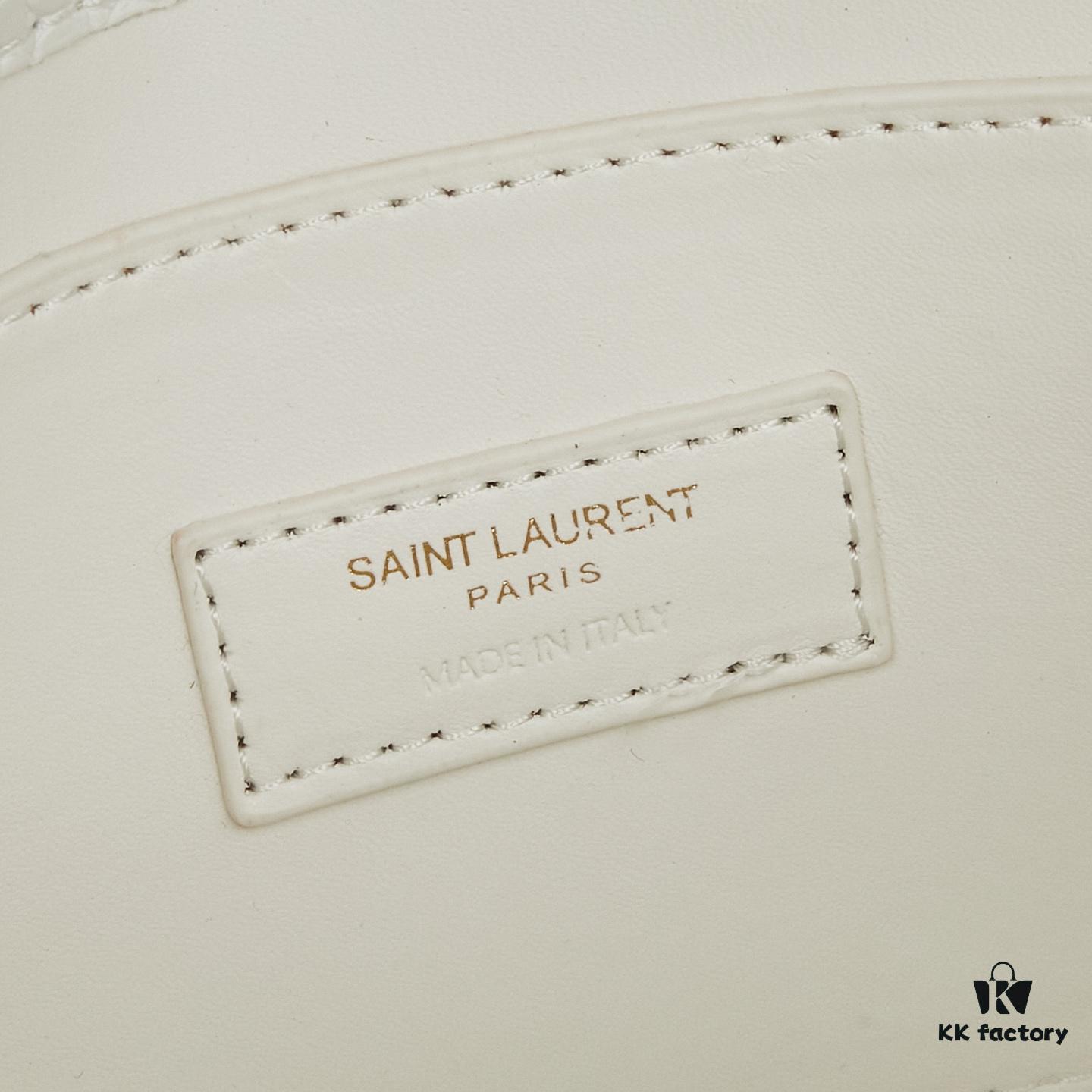 6930cd7e6e68136f4d9b0697 YSL Sunset Crocodile-Embossed Shiny Leather Chain Handbag with Box