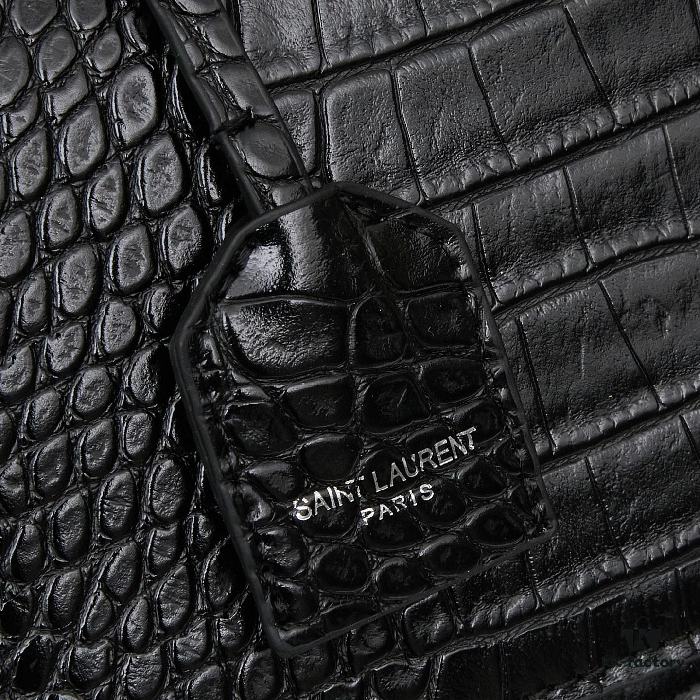 6930cd826e68136f4d9b06a0 YSL SUNSET Crocodile Embossed Shiny Leather Chain Handbag with Box