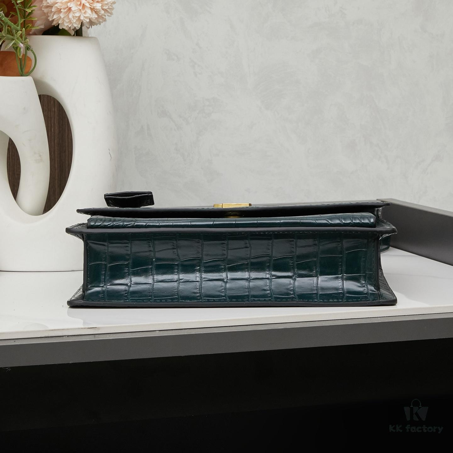 6930cd856e68136f4d9b06a6 YSL SUNSET Crocodile-Embossed Shiny Leather Chain Handbag with Box