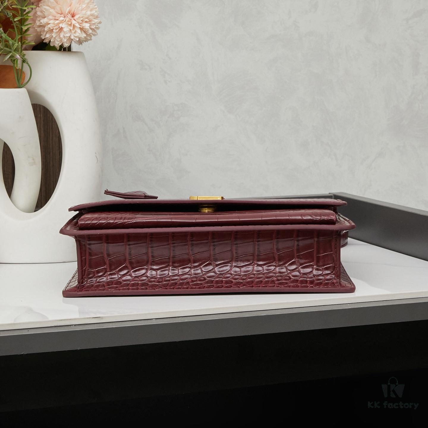 6930cd8b6e68136f4d9b06ad Saint Laurent SUNSET Embossed Crocodile-Texture Shiny Leather Chain Handbag with Box