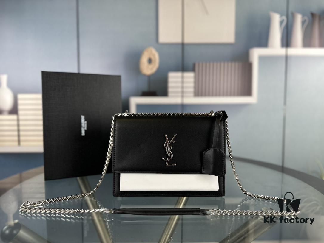 6930cd9c6e68136f4d9b06c6 New Arrival with Box 💰 YSL Sunset Chain Bag, Smooth Fine Grain Calfskin
