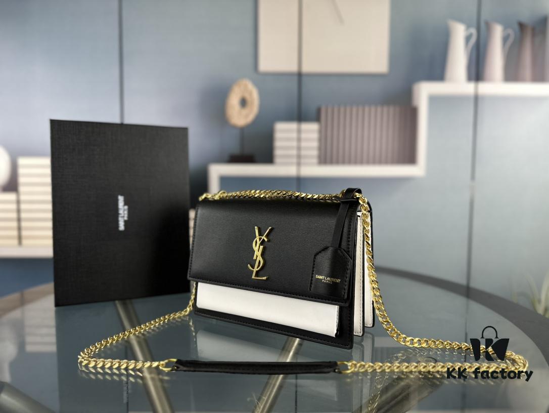 6930cda16e68136f4d9b06d0 New Arrival with Box YSL Sunset Chain Bag, Smooth Fine Grain Calfskin Leather