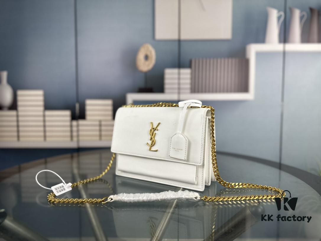 6930cda96e68136f4d9b06e0 New Arrival with Box 💰 YSL Sunset Chain Bag, Smooth Fine Grain Calfskin Leather