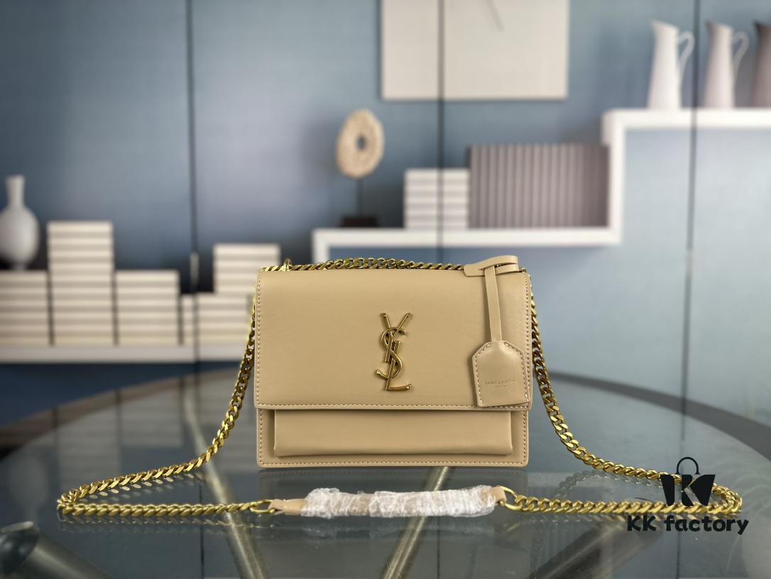 6930cdae6e68136f4d9b06e8 New Arrival with Box YSL Sunset Chain Bag, Smooth Fine Grain Calfskin