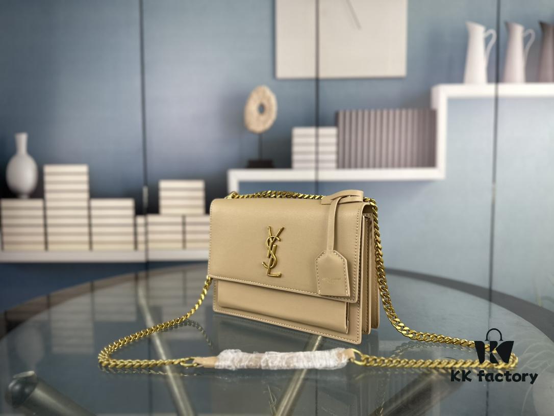 6930cdae6e68136f4d9b06e9 New Arrival with Box YSL Sunset Chain Bag, Smooth Fine Grain Calfskin