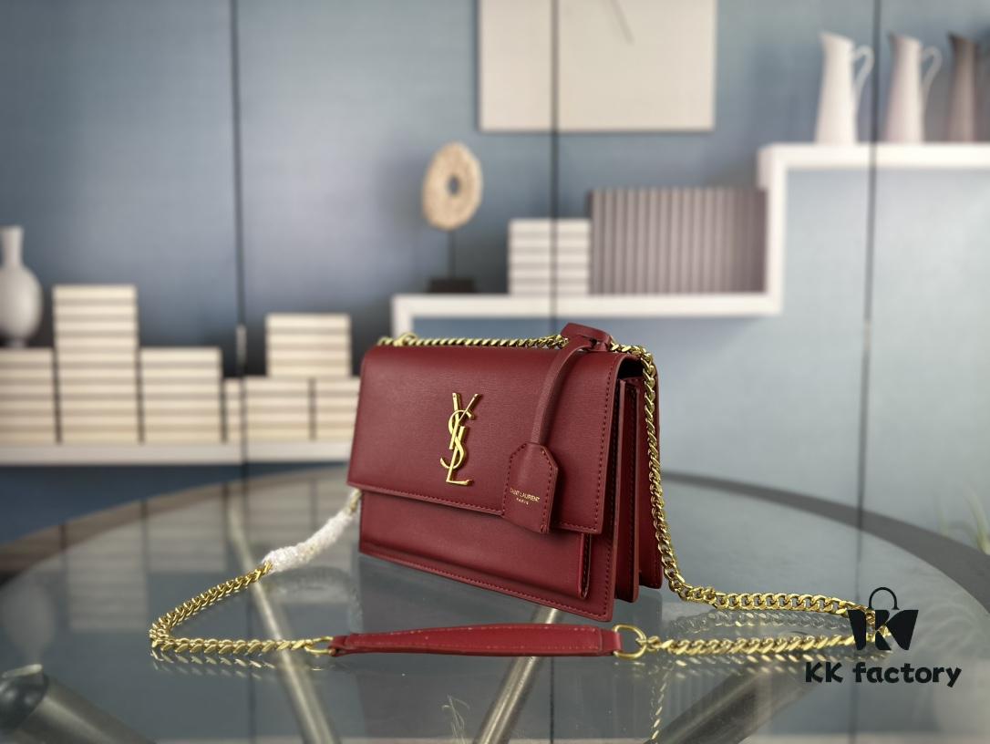 6930cdb26e68136f4d9b06f0 New Arrival with Box 💰 YSL Sunset Chain Bag, Smooth Fine Grain Calfskin Leather
