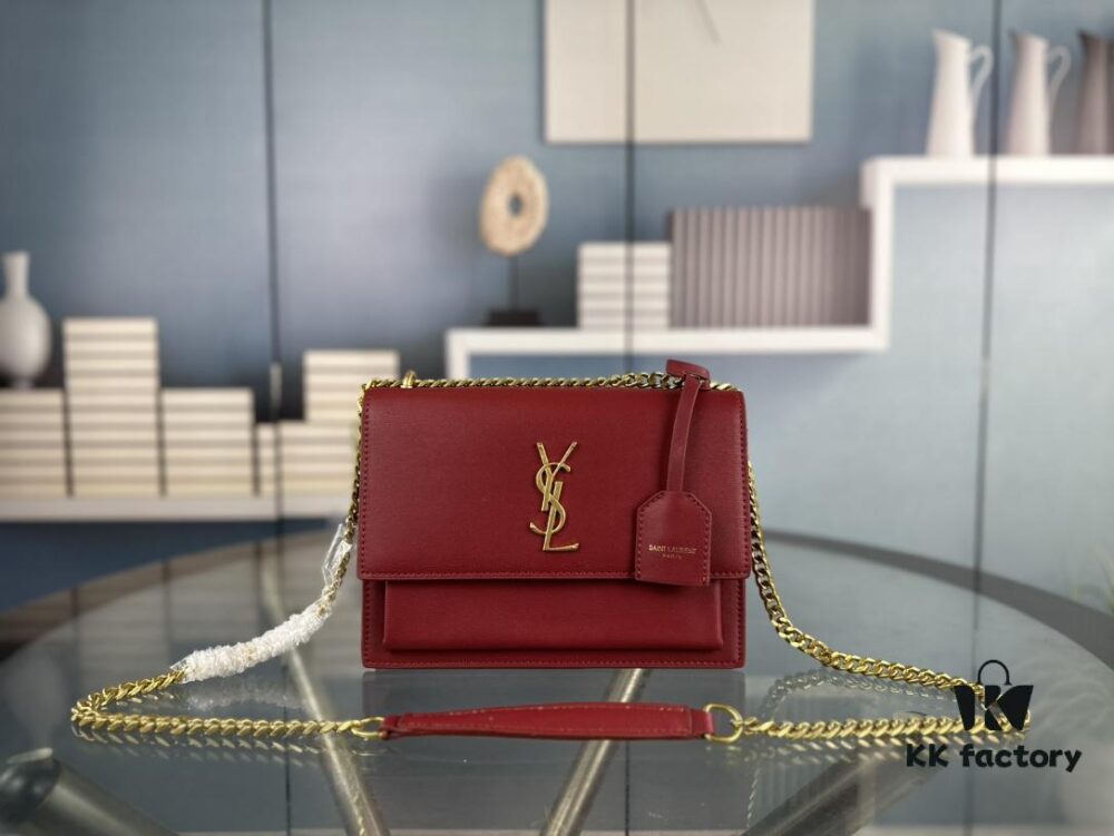 6930cdb36e68136f4d9b06f1 New Arrival with Box 💰 YSL Sunset Chain Bag, Smooth Fine Grain Calfskin Leather