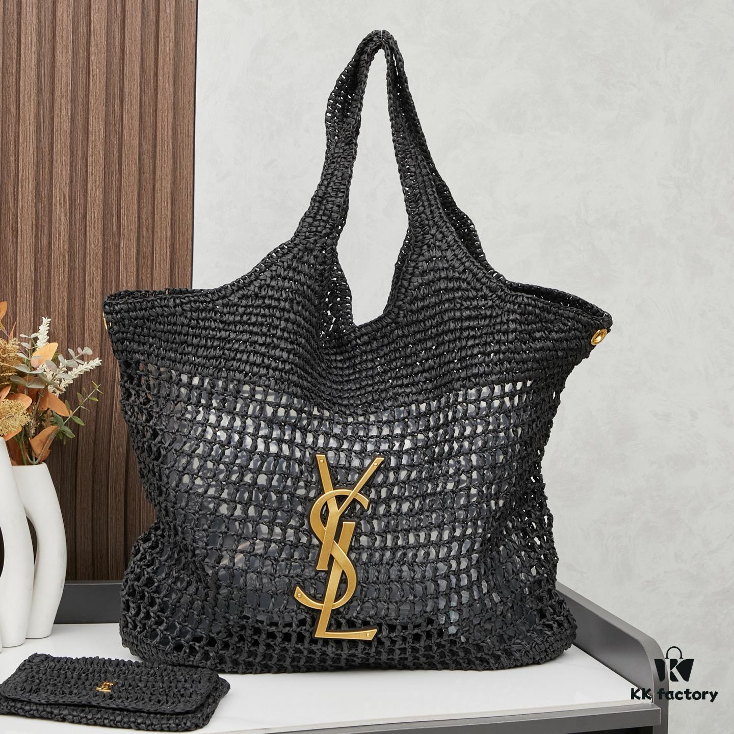 6930cdc56e68136f4d9b0710 New Arrival Large YSL Raffia Icare Bag with Mini Compartment ||| Symbolizing Beautiful Love, Resilience and Devotion