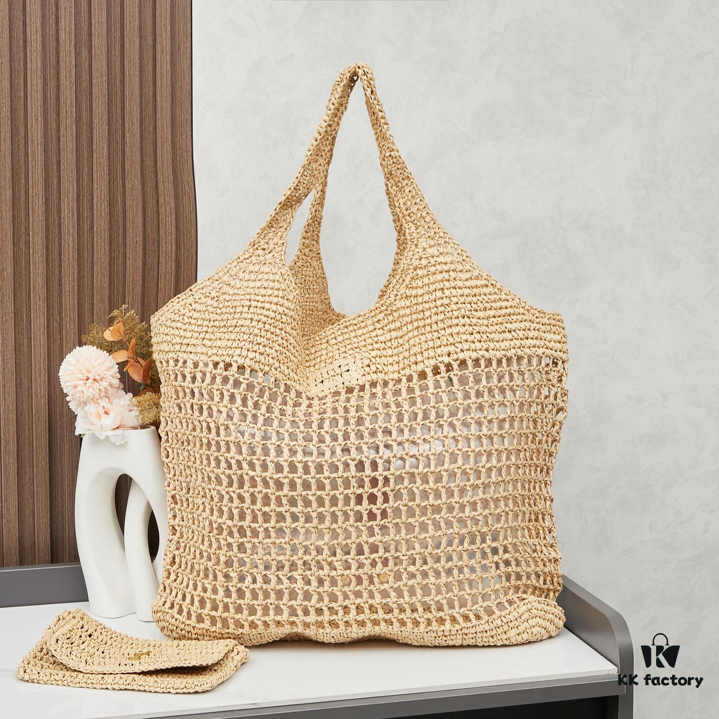 6930cdcc6e68136f4d9b071c New Large YSL Raffia ICARE Bag with Mini Compartment