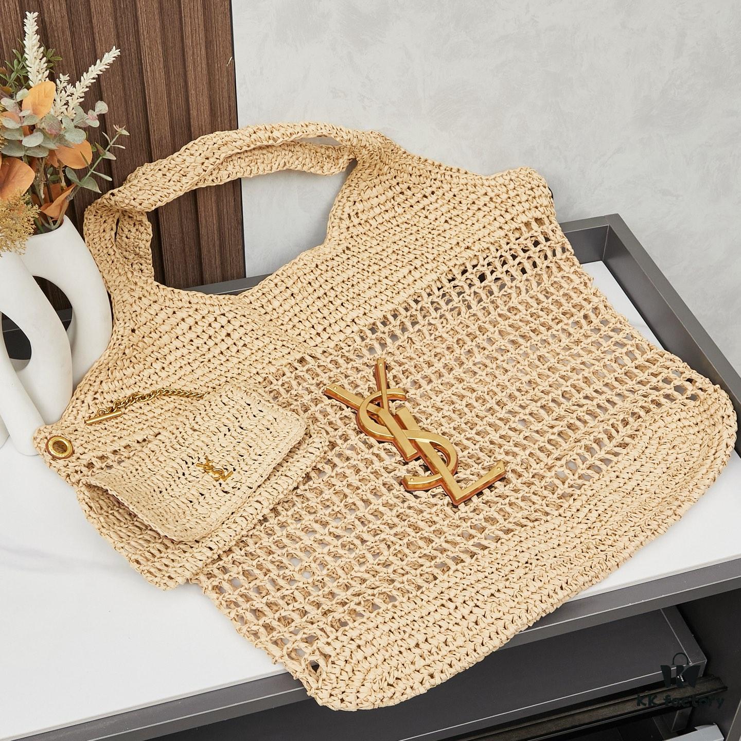 6930cdcf6e68136f4d9b071e New Large YSL Raffia ICARE Bag with Mini Compartment