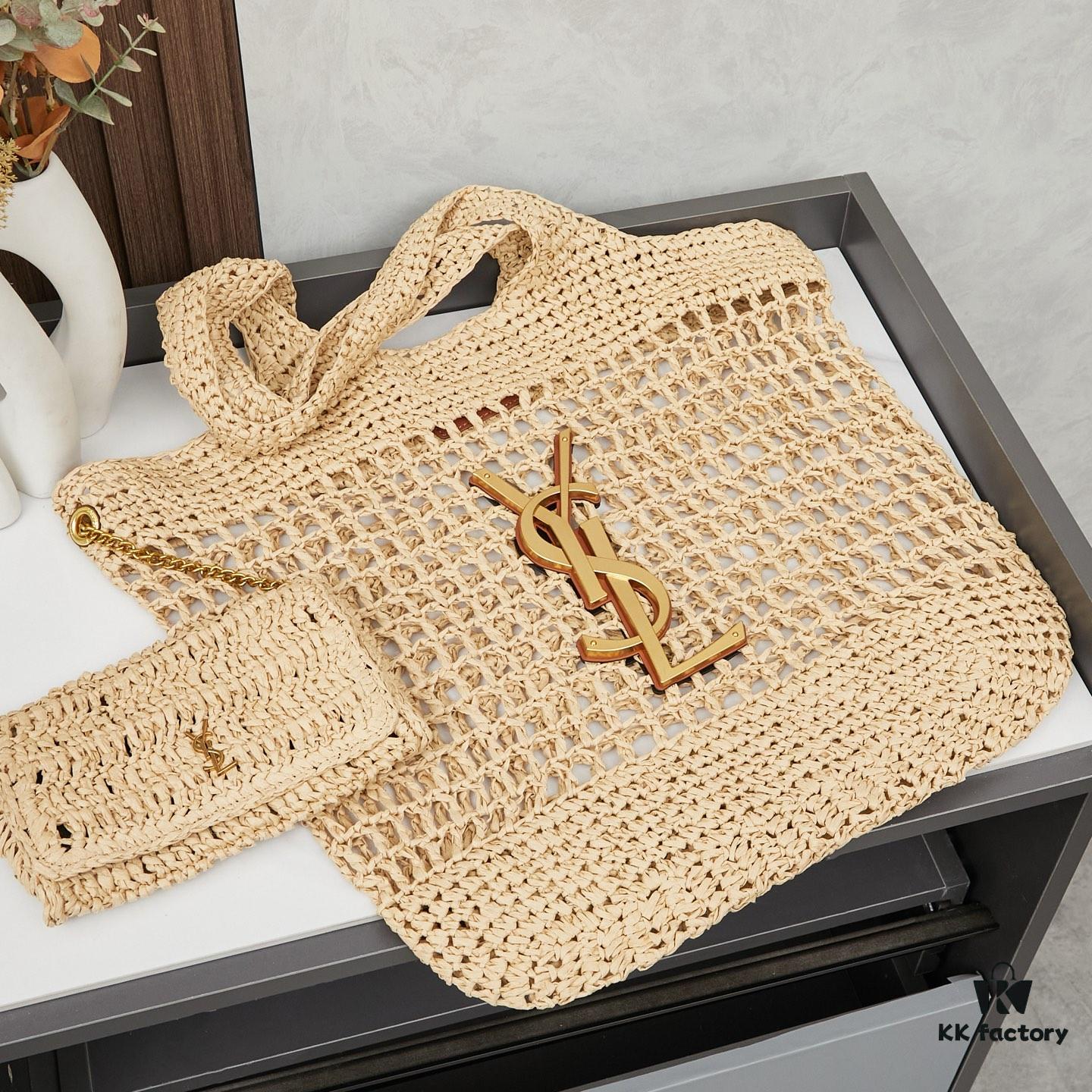 6930cdd66e68136f4d9b0726 New Arrival Small YSL Icare Raffia Bag with Mini Pouch