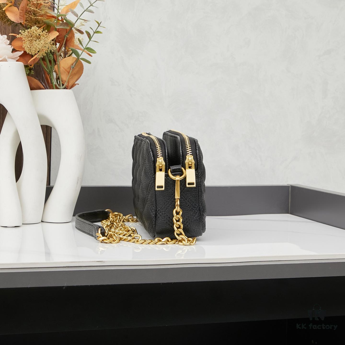 6930cdda6e68136f4d9b072b New Arrival with Box 💰 YSL Saint Laurent GABY Black Quilted Lambskin Women's Zip Clutch Bag Chain Bag Shoulder Bag
