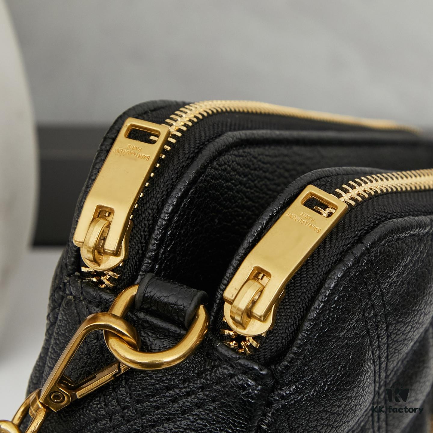6930cddf6e68136f4d9b0730 New Arrival with Box 💰 YSL Saint Laurent GABY Black Quilted Lambskin Women's Zip Clutch Bag Chain Bag Shoulder Bag